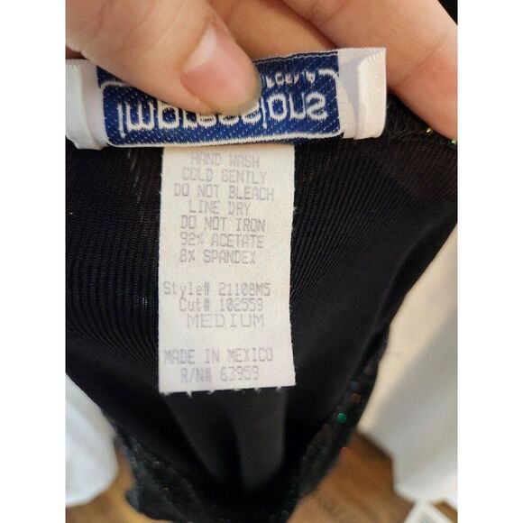 Vintage Impressions of California Black Rainbow Glitter Top Size M Holiday Glam - Picture 15 of 15